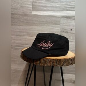 Genuine Harley-Davidson Black Cap Pink Rhinestone Logo Biker Babe Y2K Hat - O/S